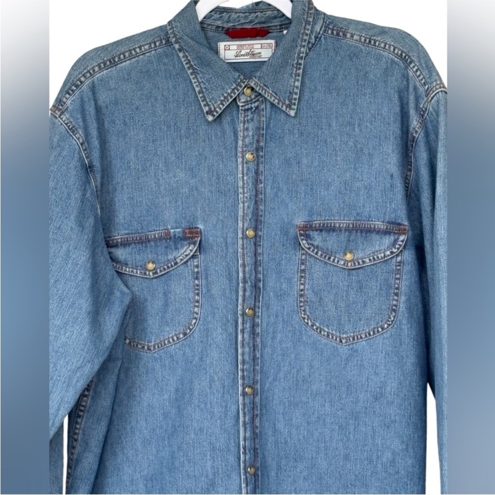 Levi's Blue Jean Denim Pearl Snap Button-Up Shirt Size L (42/44)